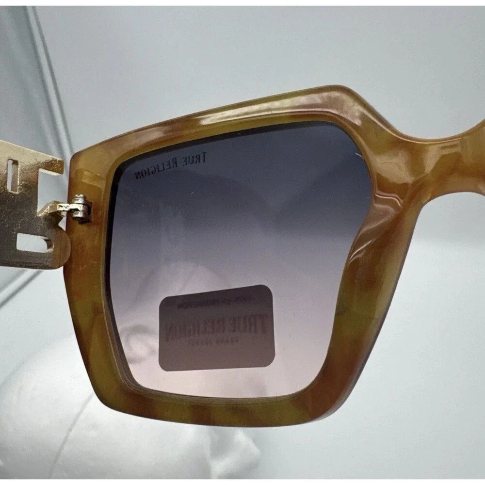 TRUE RELIGION Womens Sunglasses Brown Frame Gradient Lens Square TRSunB2 Glam